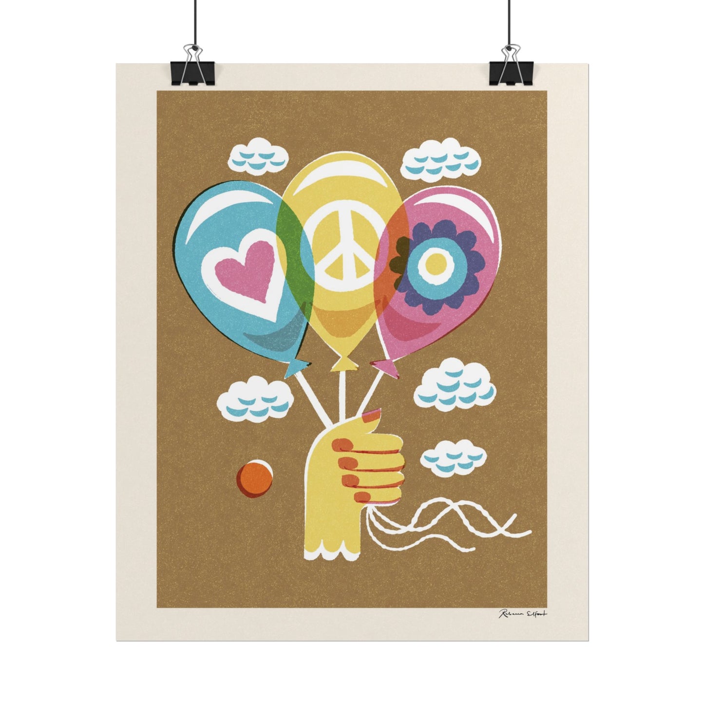Peace Series: Balloons Love, Peace, Flower Power Art Print
