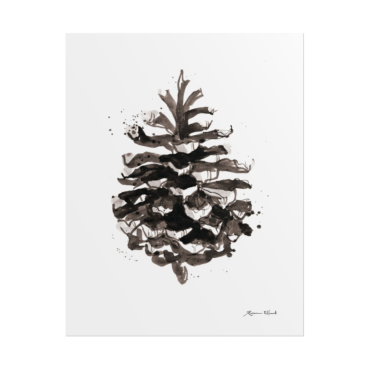 Ink Painted Pine Cone Print