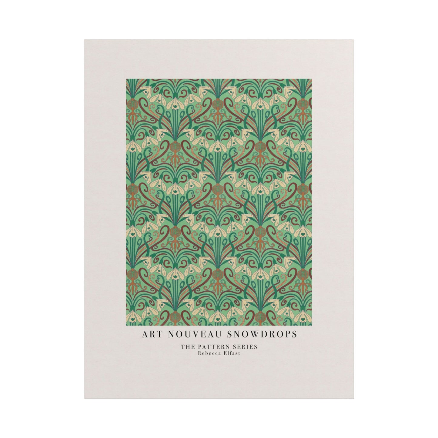Art Nouveau Snowdrops Green - The Pattern Series - Art Print