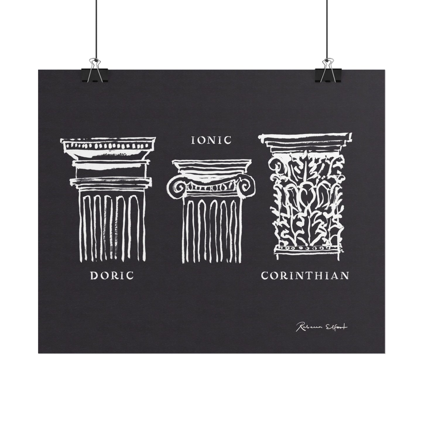 Inky Architecture Classical Column Order Dark - Art Print