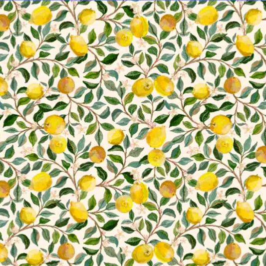 Luscious Lemons Muslin Double Gauze Cotton Fabric - 1 meter piece 135 cm wide