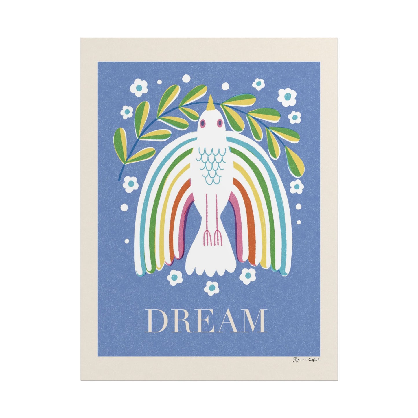 Peace Series: "DREAM" Rainbow Wings Peace Bird Art Print