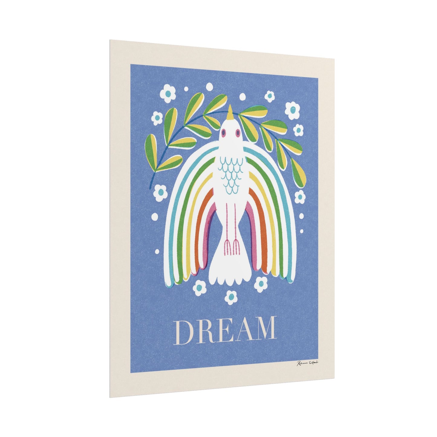 Peace Series: "DREAM" Rainbow Wings Peace Bird Art Print