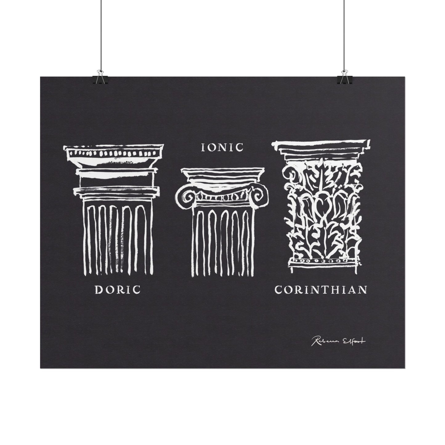 Inky Architecture Classical Column Order Dark - Art Print