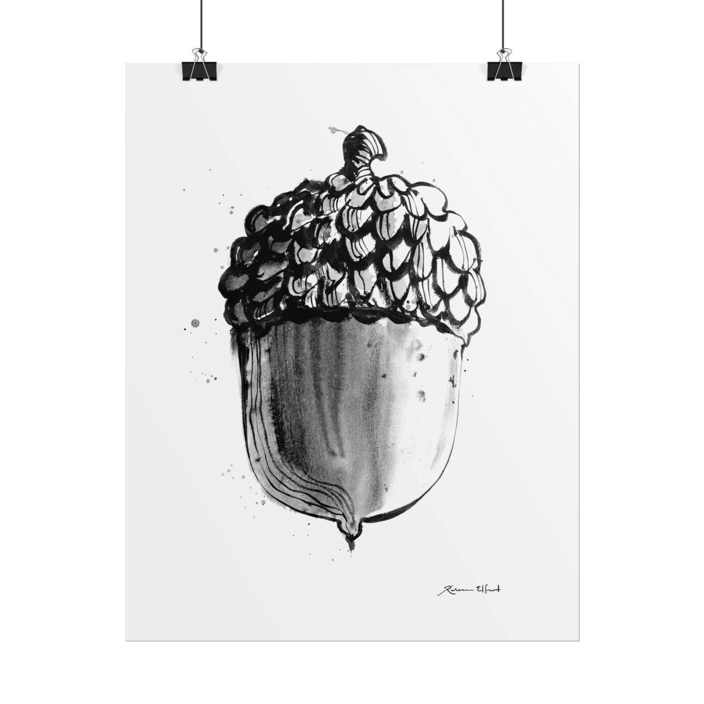 Ink Painted Acorn Print