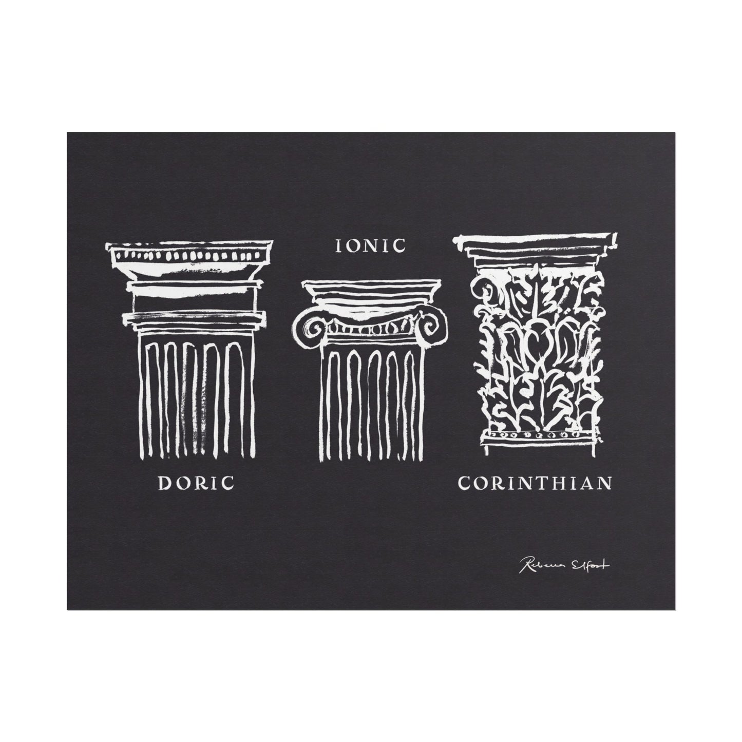 Inky Architecture Classical Column Order Dark - Art Print