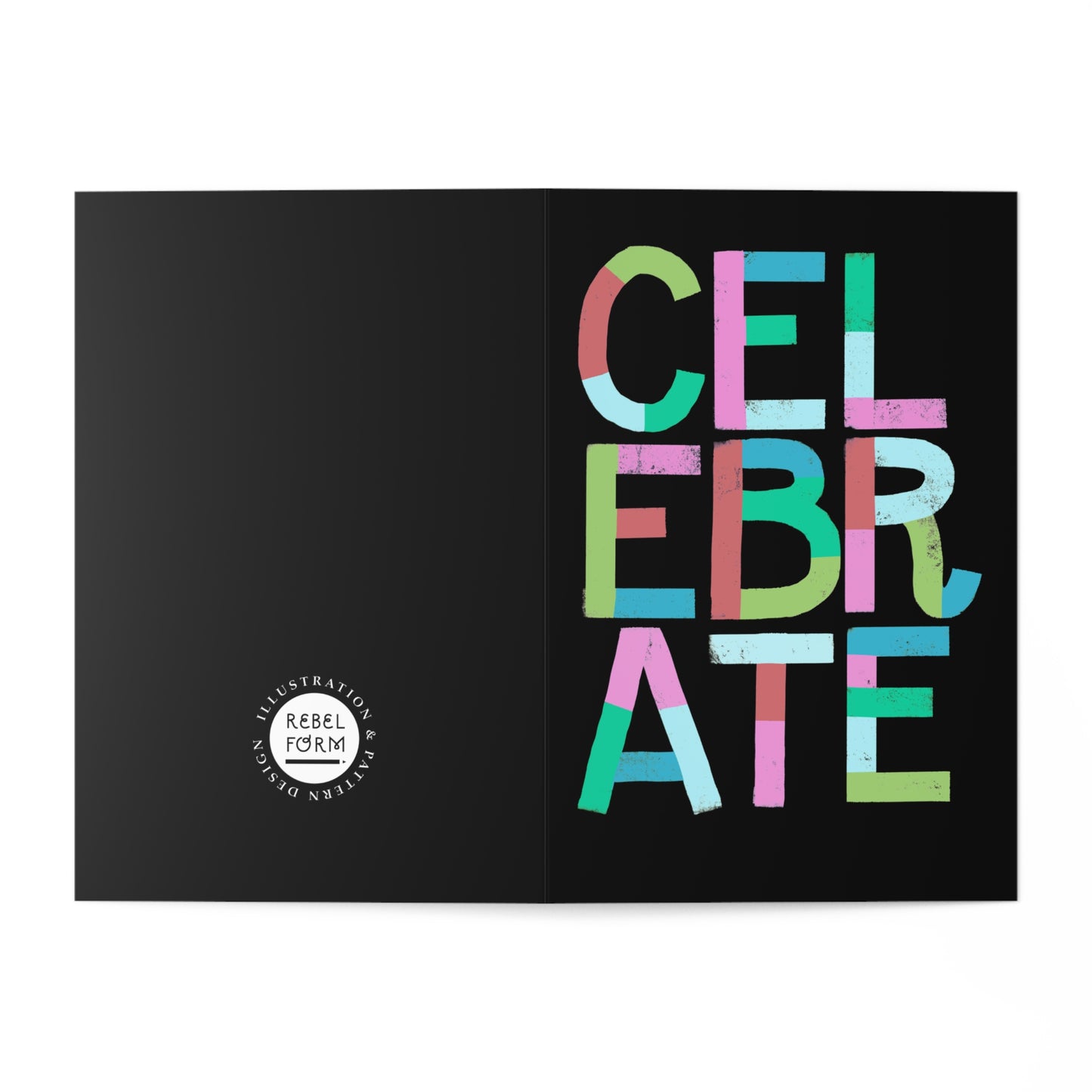 "Celebrate" Colorful Lettering Greeting Cards – Pack of 7