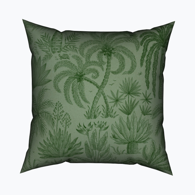 Palm Tree Garden Cotton Cushion - Green