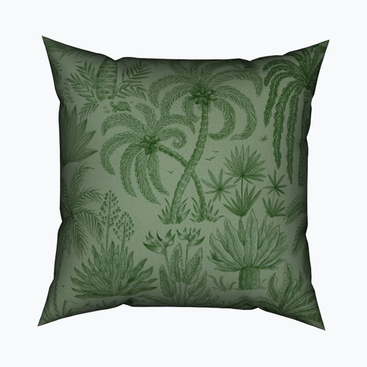 Palm Tree Garden Cotton Cushion - Green
