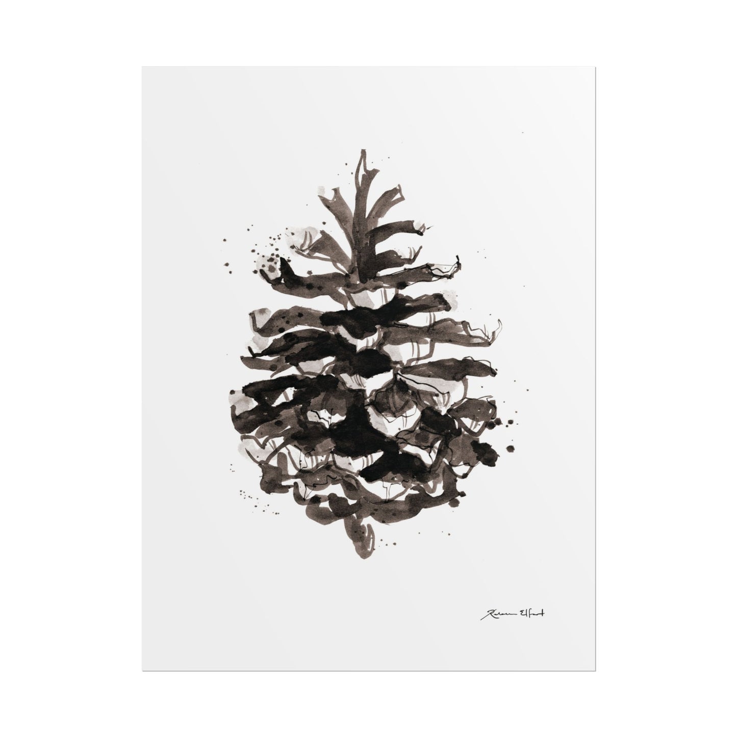 Ink Painted Pine Cone Print