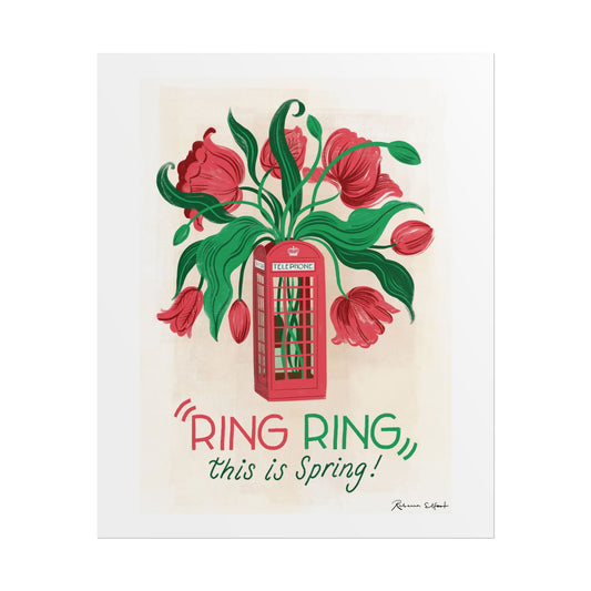 Ring Ring This Is Spring Tulips in Phone Box Art Print