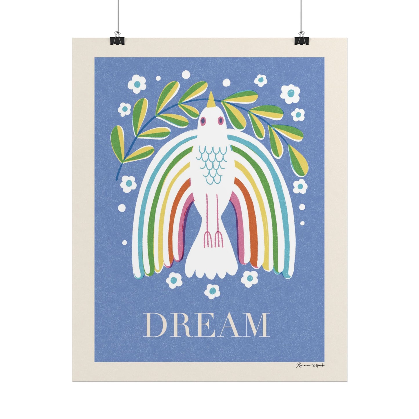 Peace Series: "DREAM" Rainbow Wings Peace Bird Art Print