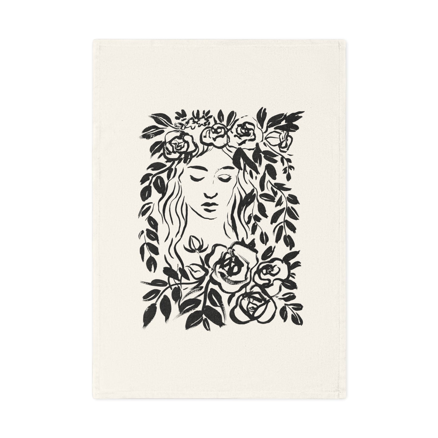 Wreath Girl Organic Tea Towel