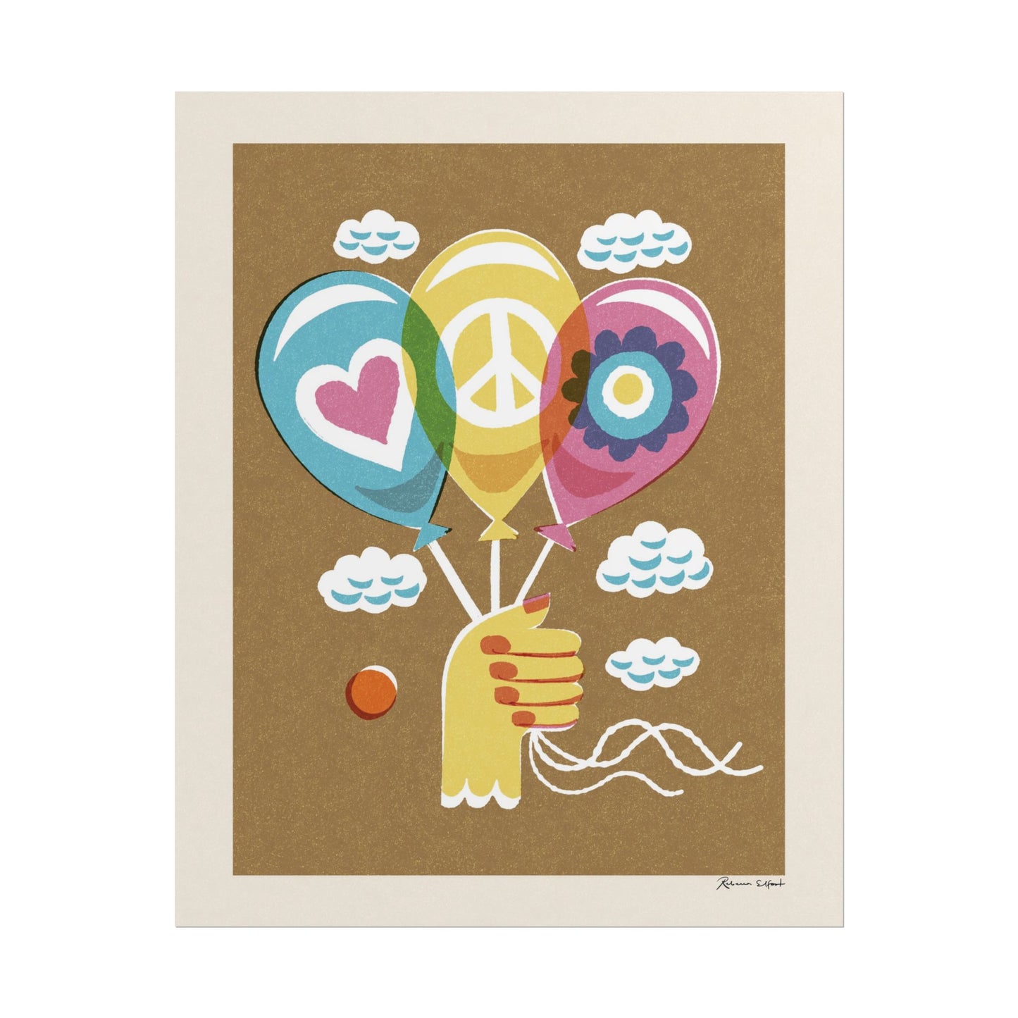 Peace Series: Balloons Love, Peace, Flower Power Art Print