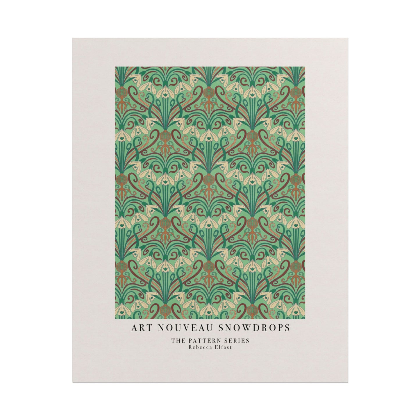 Art Nouveau Snowdrops Green - The Pattern Series - Art Print