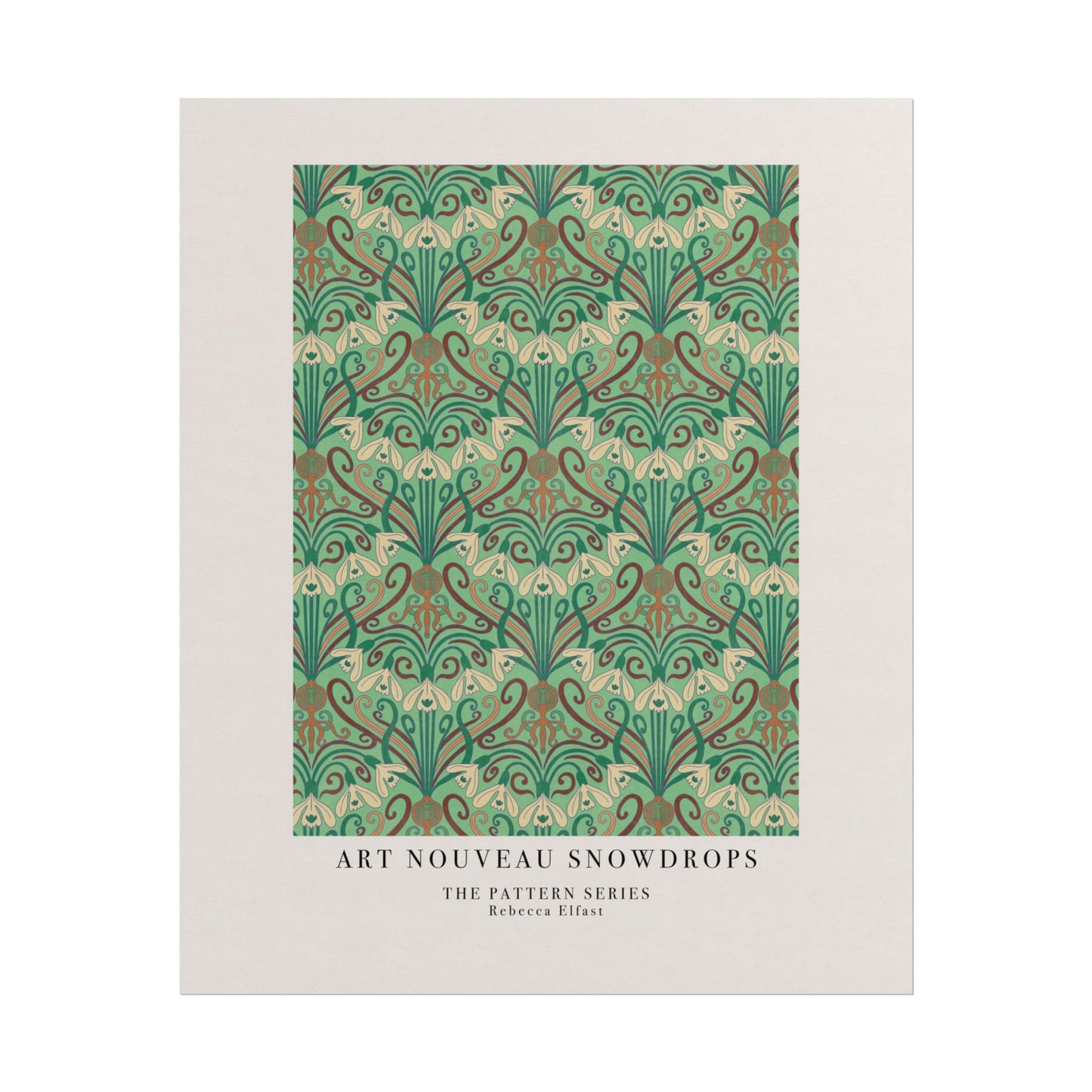 Art Nouveau Snowdrops Green - The Pattern Series - Art Print