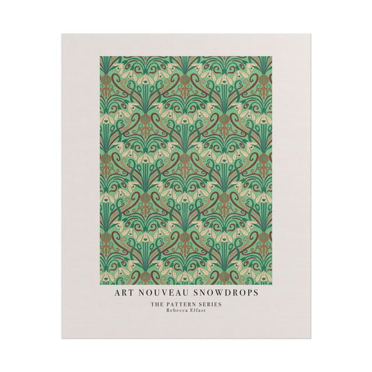Art Nouveau Snowdrops Green - The Pattern Series - Art Print