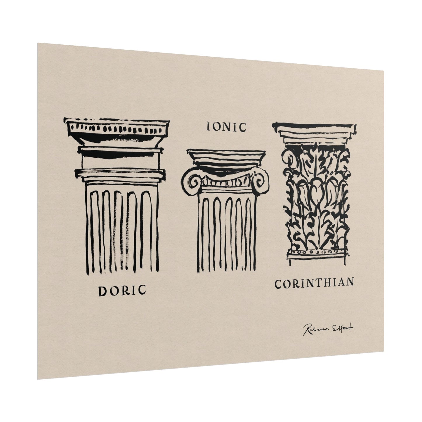 Inky Architecture Classical Column Order - Art Print