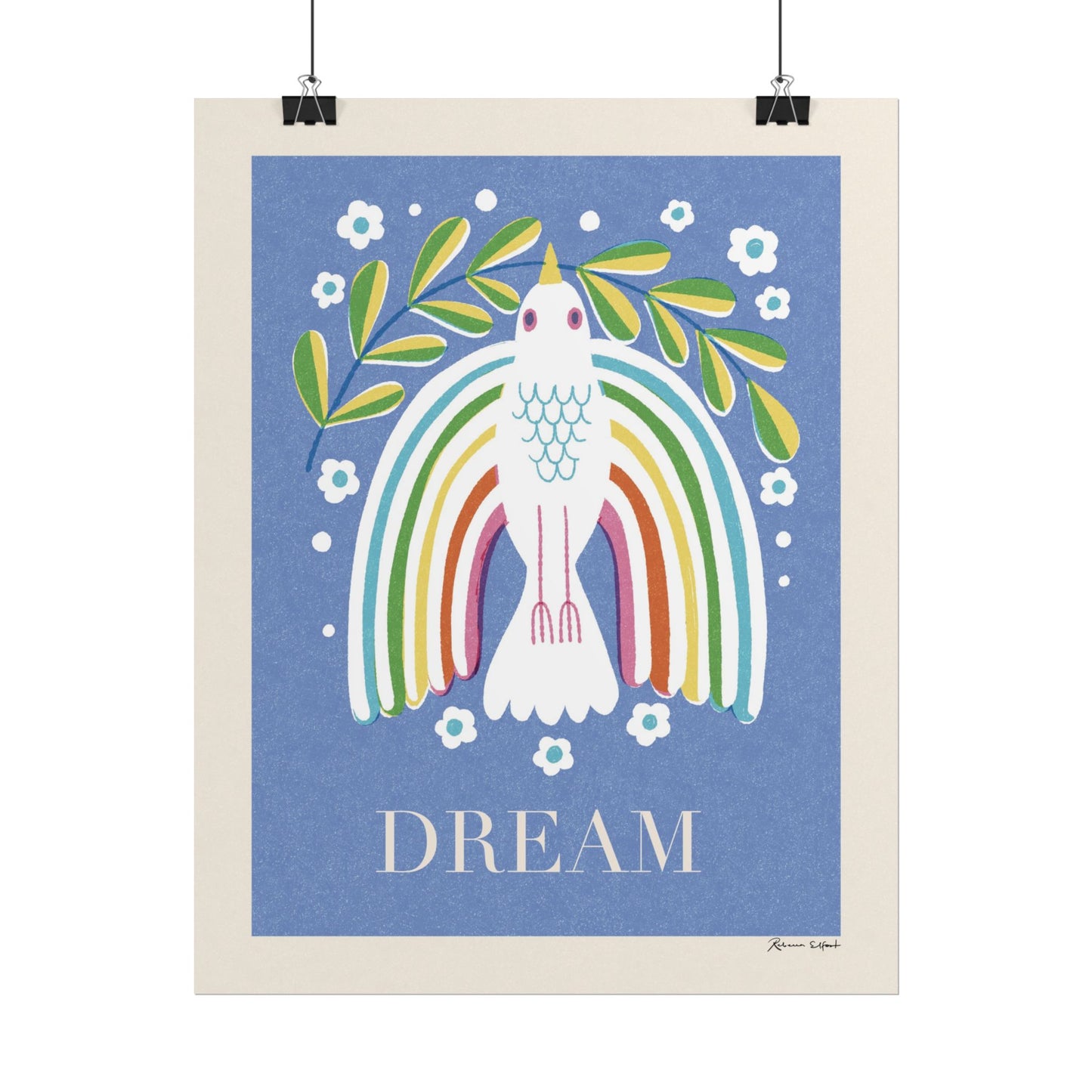 Peace Series: "DREAM" Rainbow Wings Peace Bird Art Print
