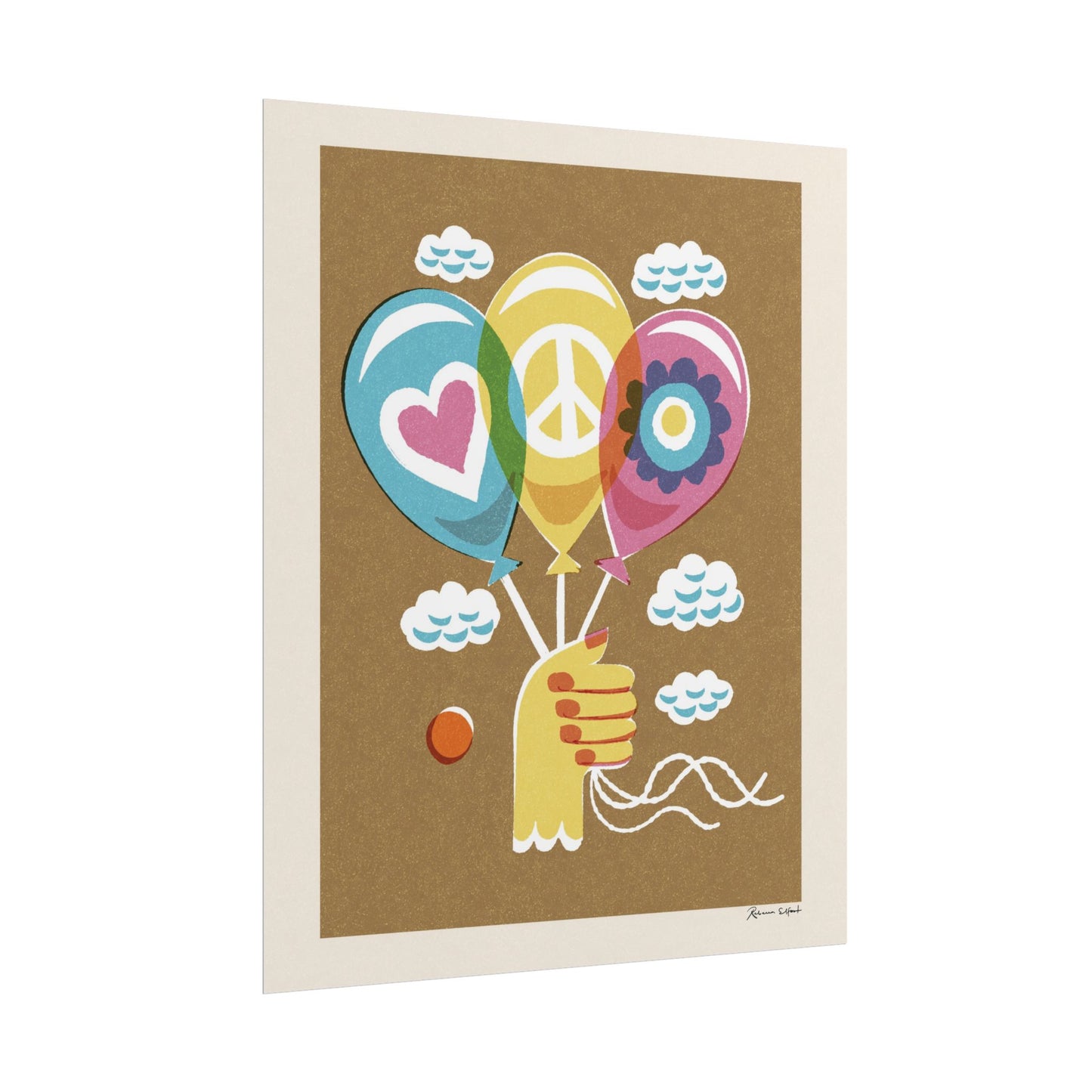 Peace Series: Balloons Love, Peace, Flower Power Art Print