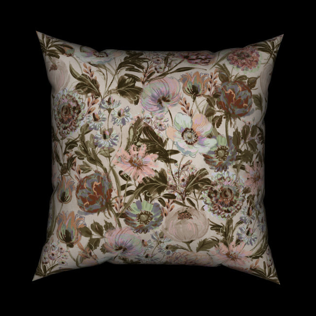 Vintage Garden Cotton Cushion - Blush