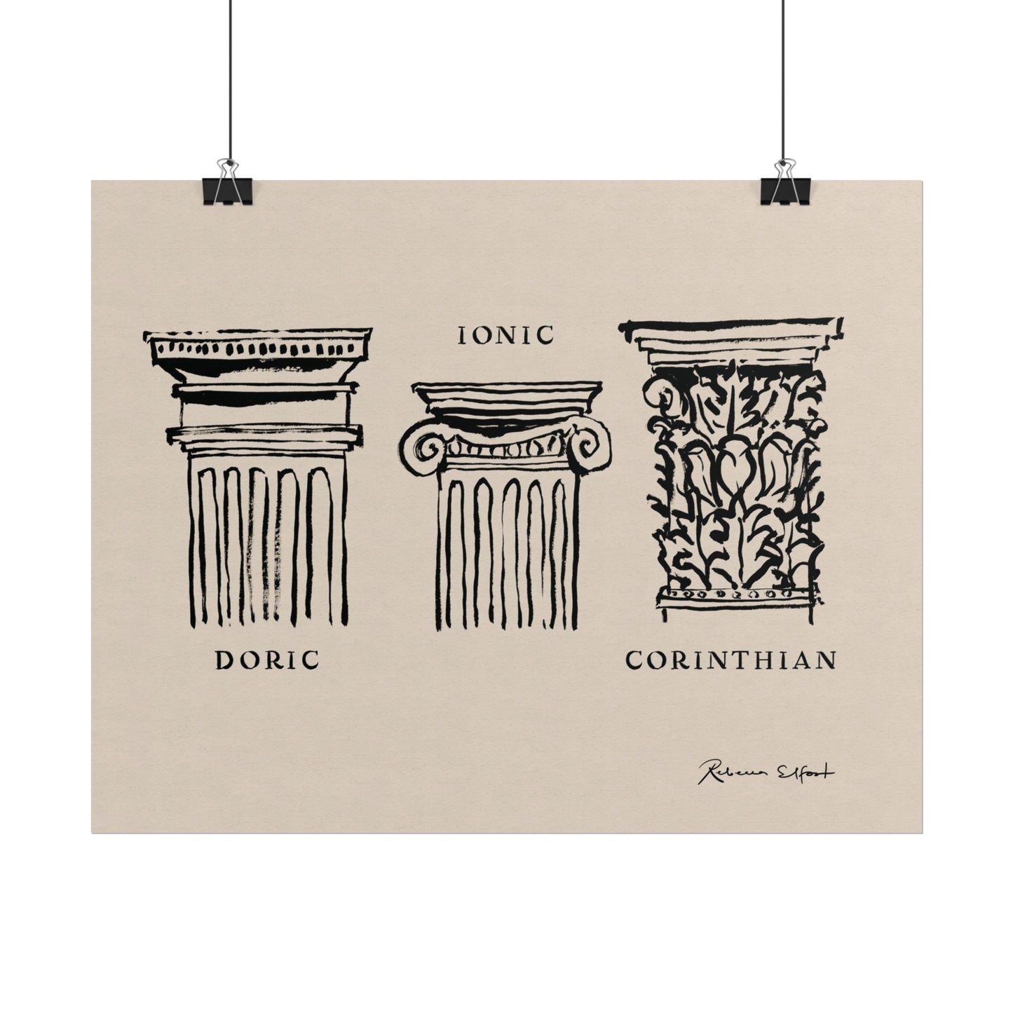Inky Architecture Classical Column Order - Art Print