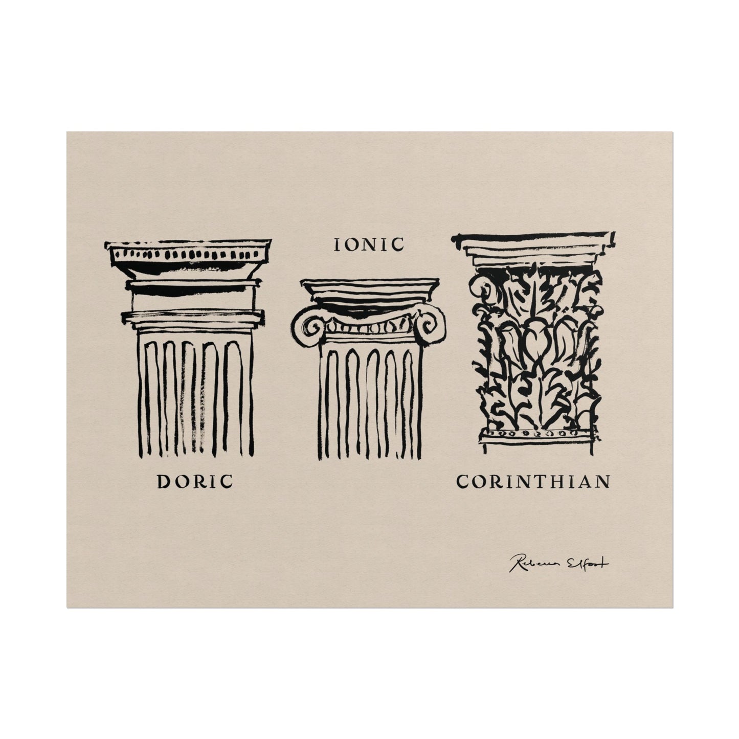 Inky Architecture Classical Column Order - Art Print
