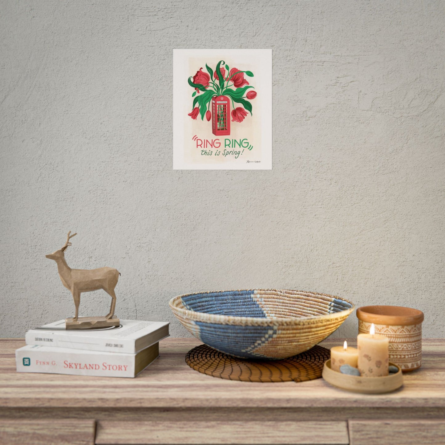 Ring Ring This Is Spring Tulips in Phone Box Art Print