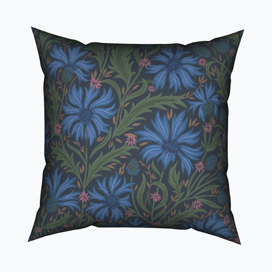Cornflower Field Blue Cotton Cushion