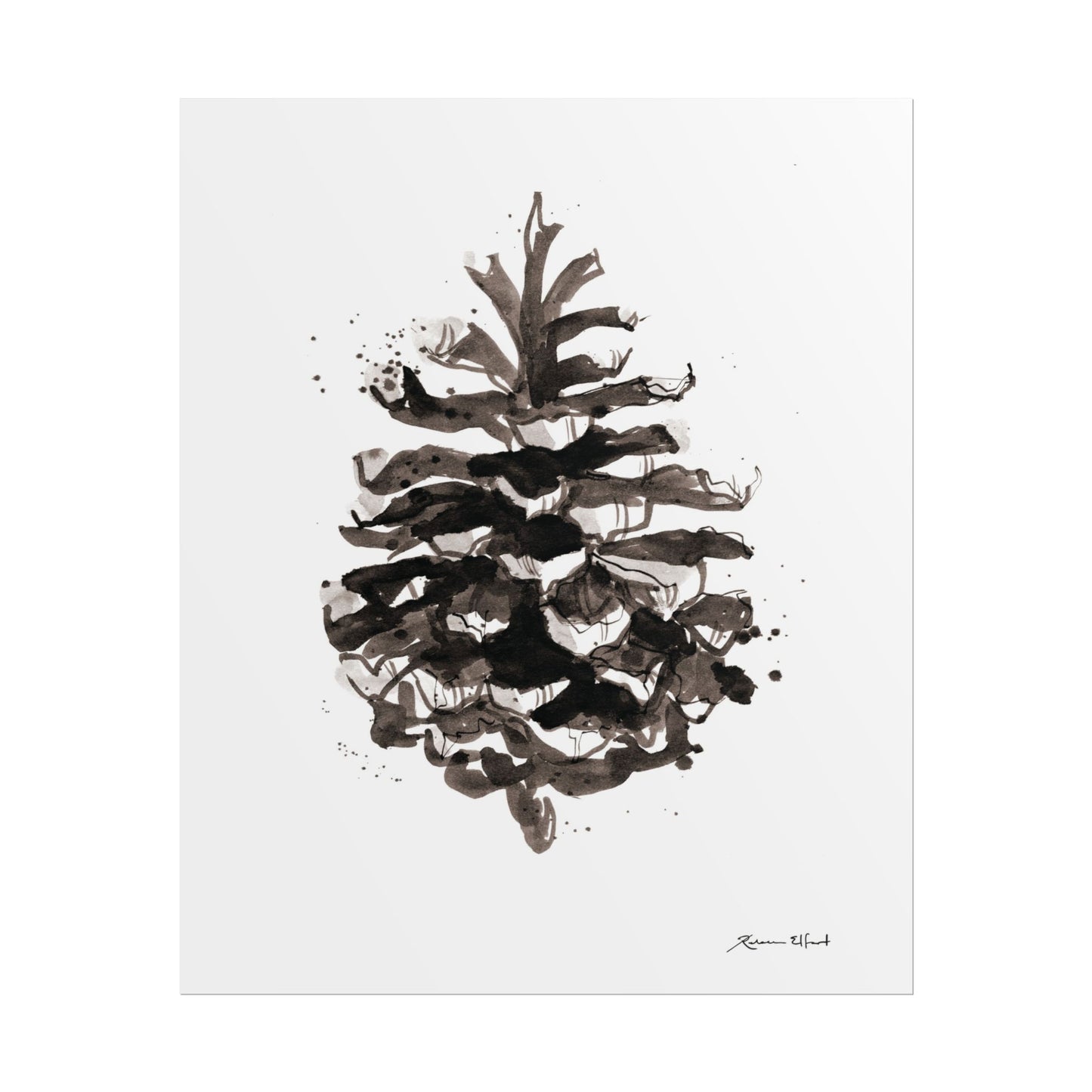 Ink Painted Pine Cone Print