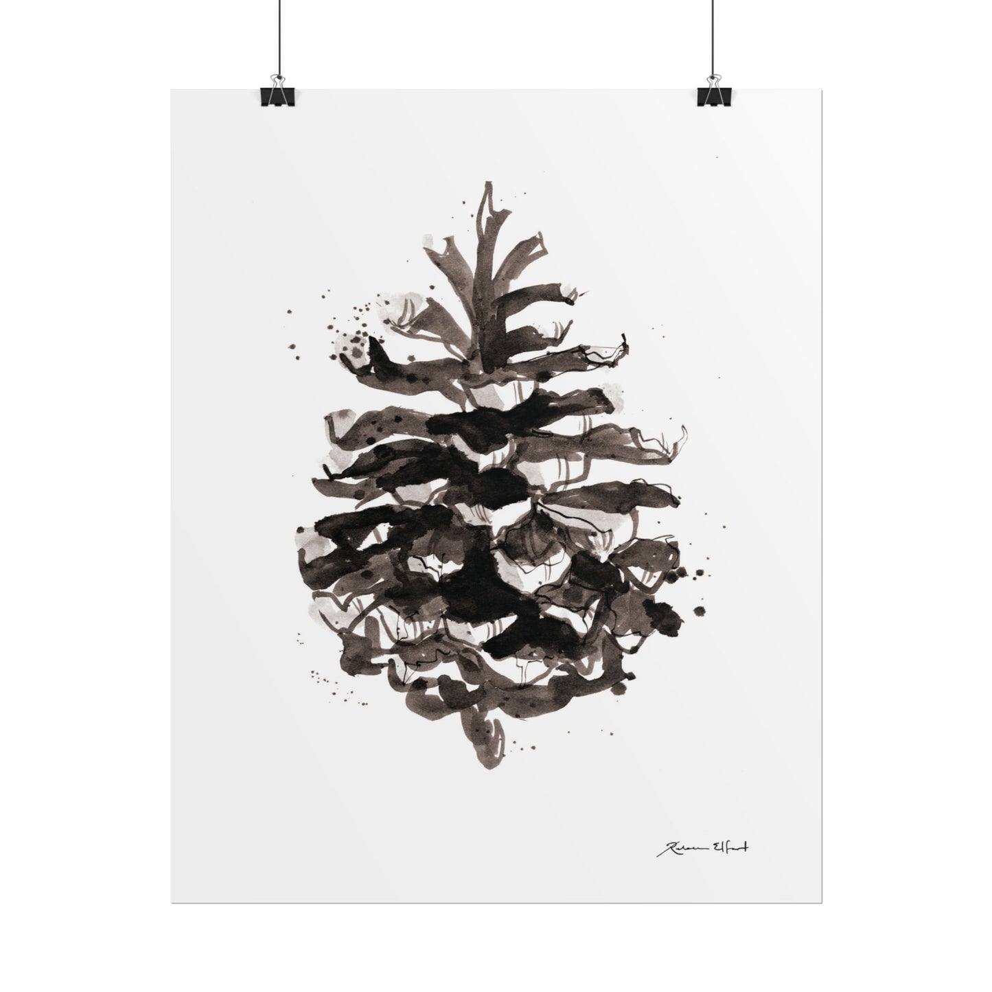 Ink Painted Pine Cone Print