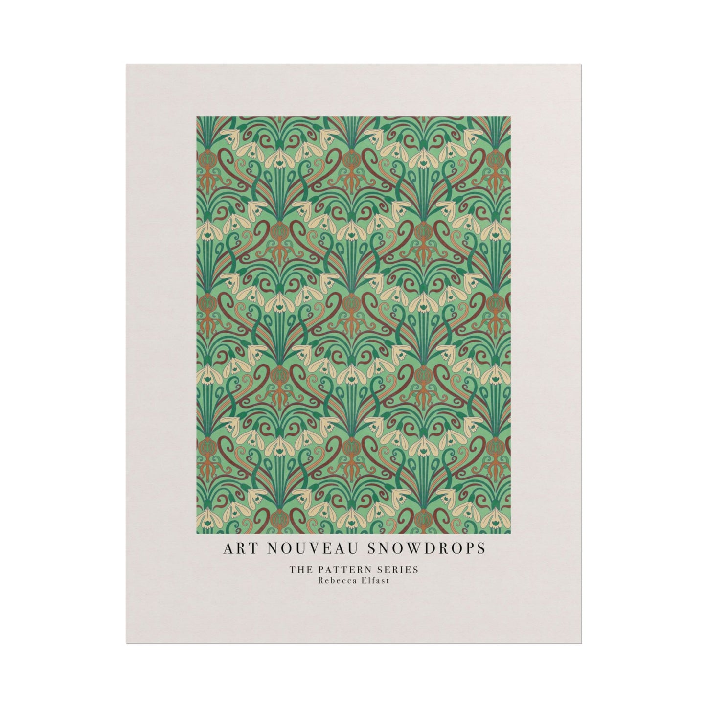 Art Nouveau Snowdrops Green - The Pattern Series - Art Print