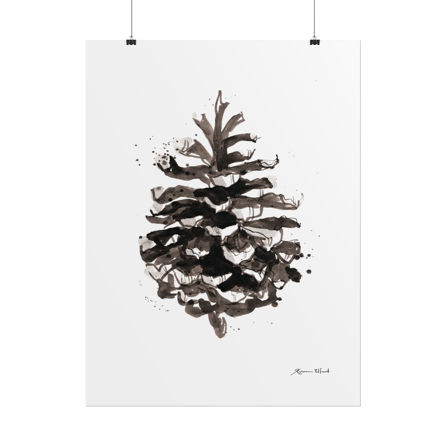 Ink Painted Pine Cone Print
