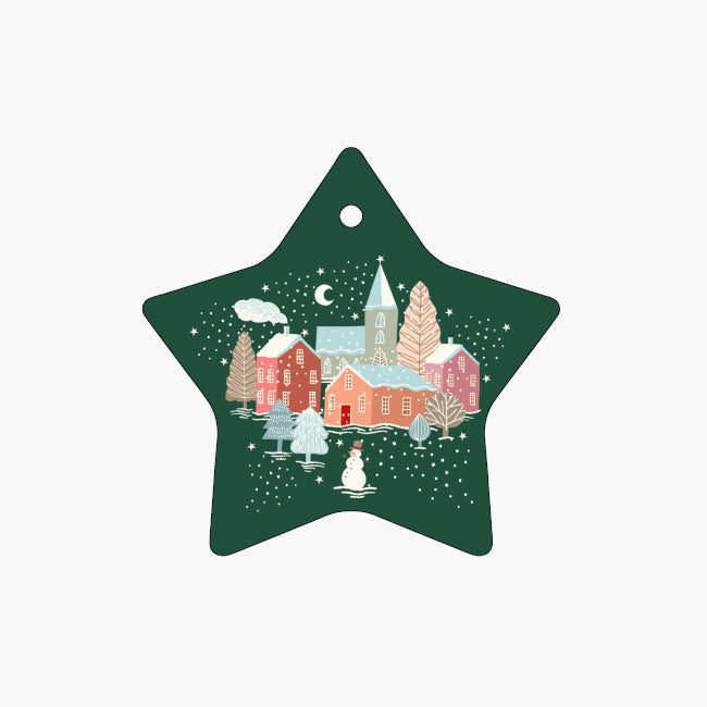 Snowy Vinter Village - Star Ceramic Ornament
