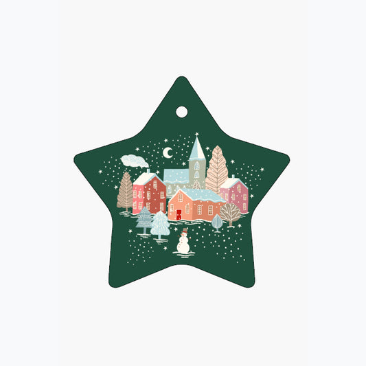 Snowy Vinter Village - Star Ceramic Ornament