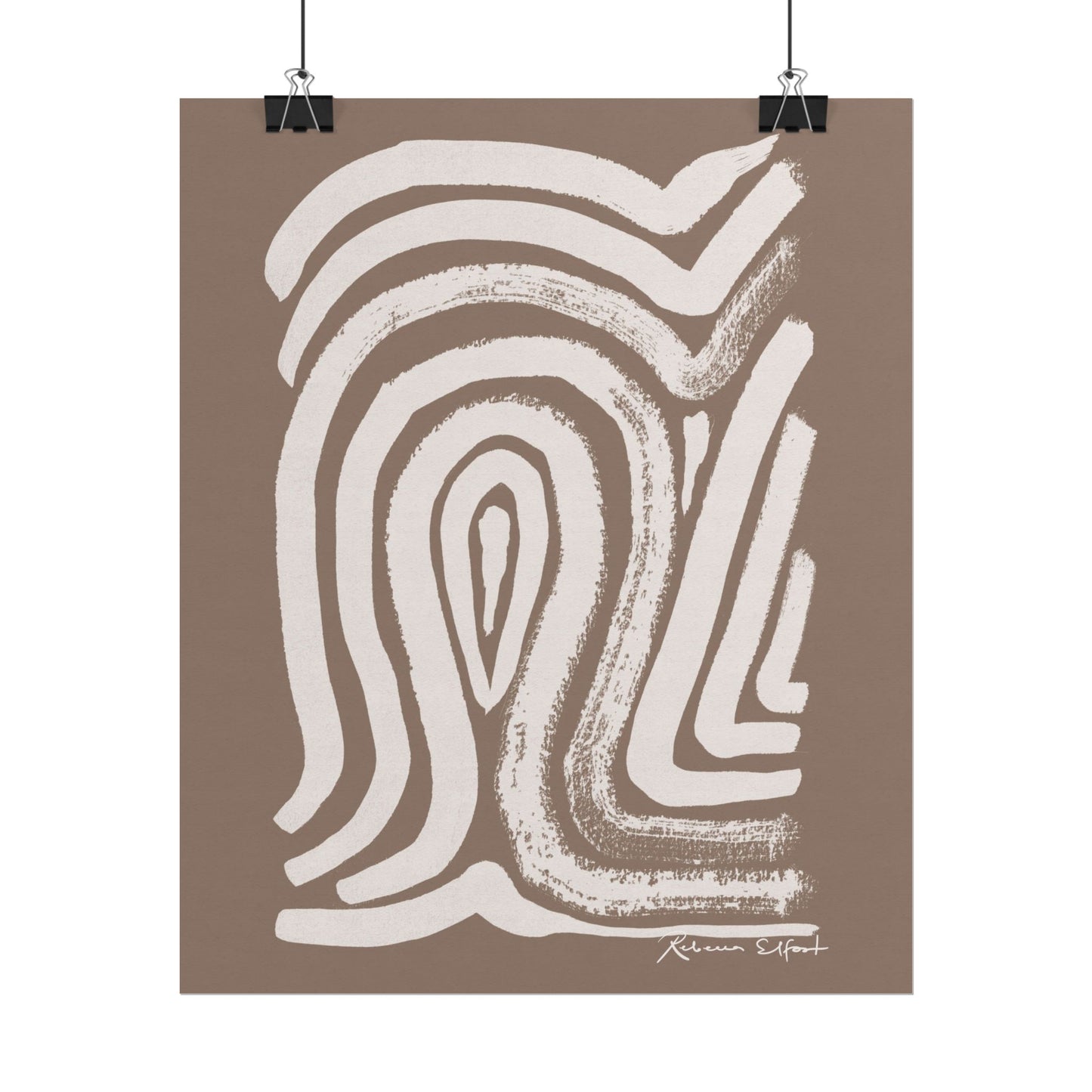 Abstract Ink Fingerprint 2 Terracotta - Art Print