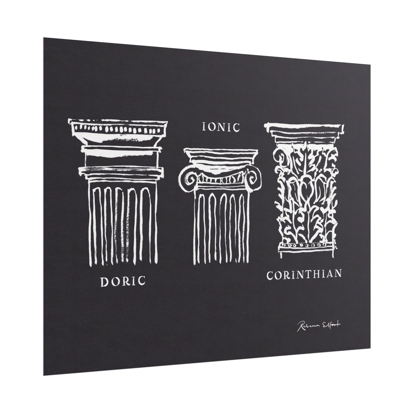Inky Architecture Classical Column Order Dark - Art Print