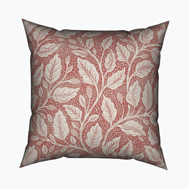 Budding Branches Red Cotton Cushion