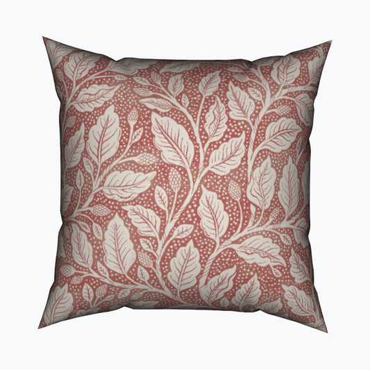 Budding Branches Red Cotton Cushion