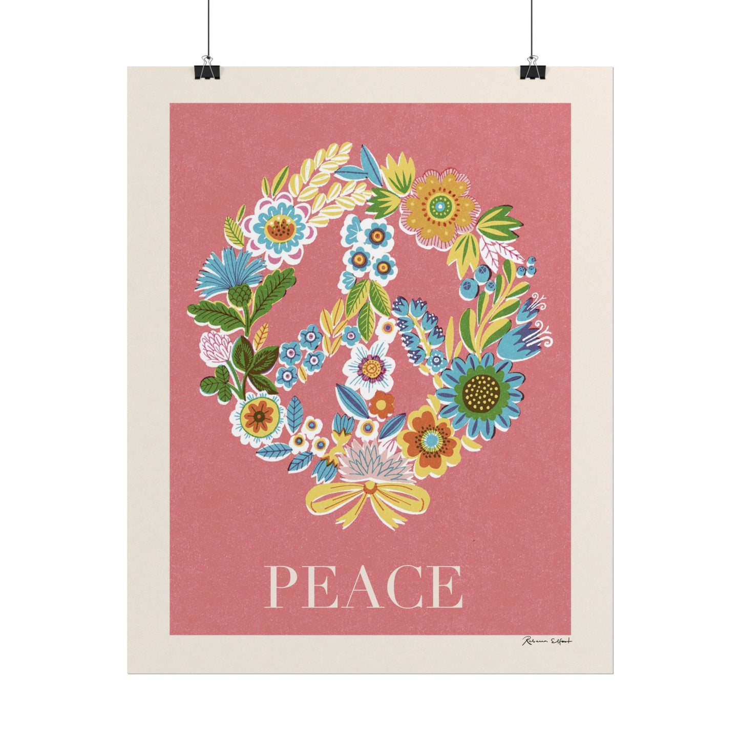 Peace Series: Botanical Wreath Flower Power Art Print
