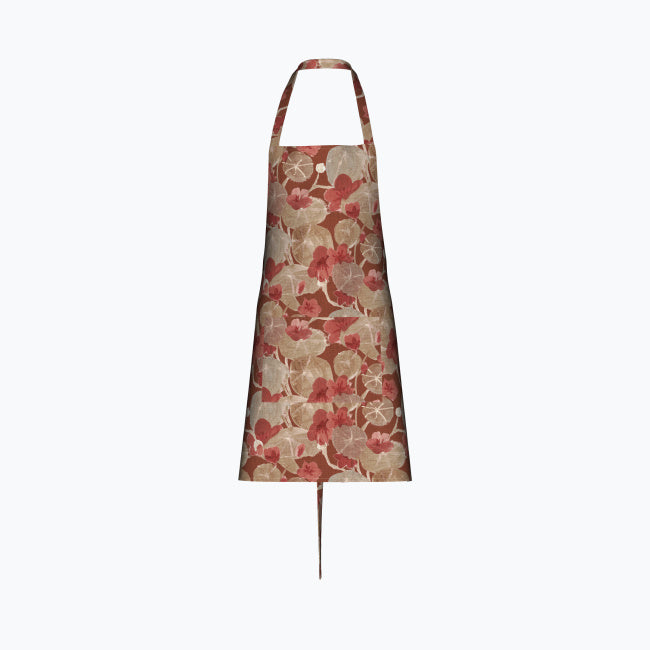 Red Nasturtium Cotton Kitchen Apron