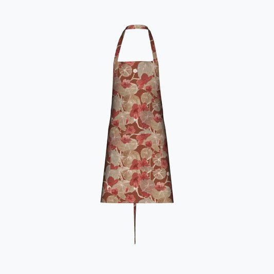 Red Nasturtium Cotton Kitchen Apron
