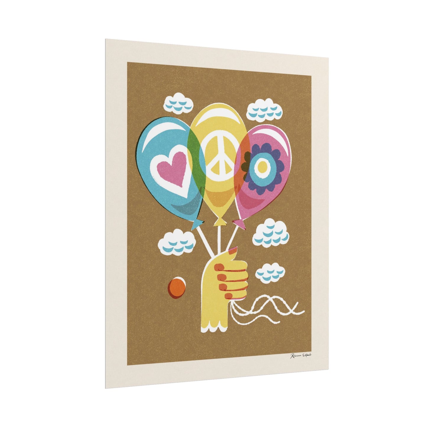 Peace Series: Balloons Love, Peace, Flower Power Art Print
