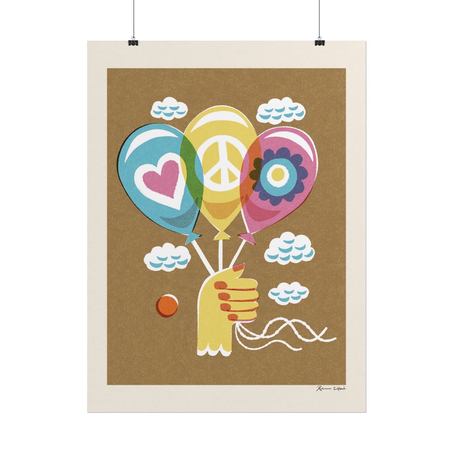 Peace Series: Balloons Love, Peace, Flower Power Art Print