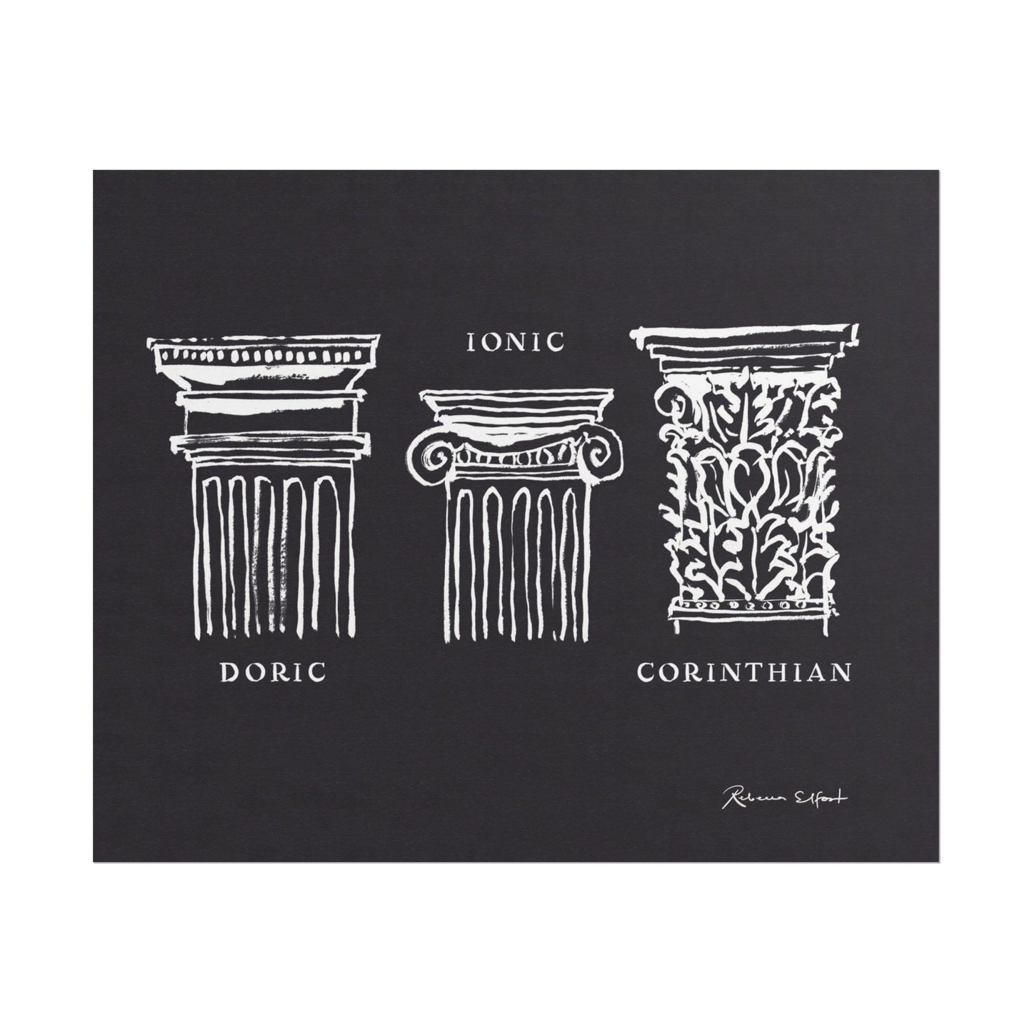 Inky Architecture Classical Column Order Dark - Art Print