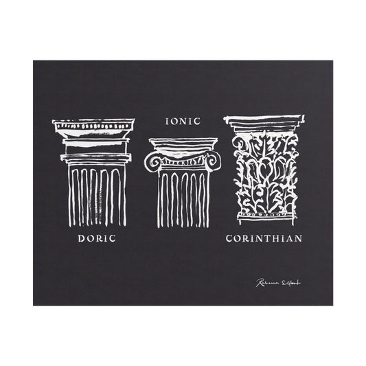 Inky Architecture Classical Column Order Dark - Art Print