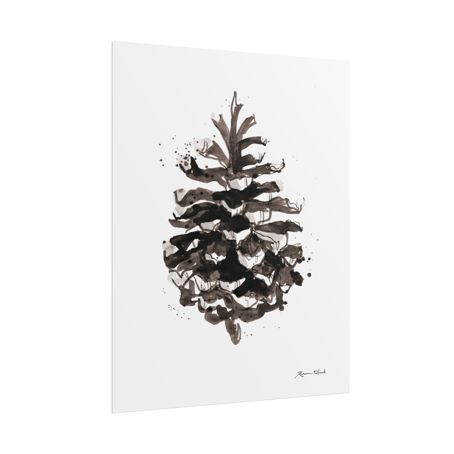 Ink Painted Pine Cone Print