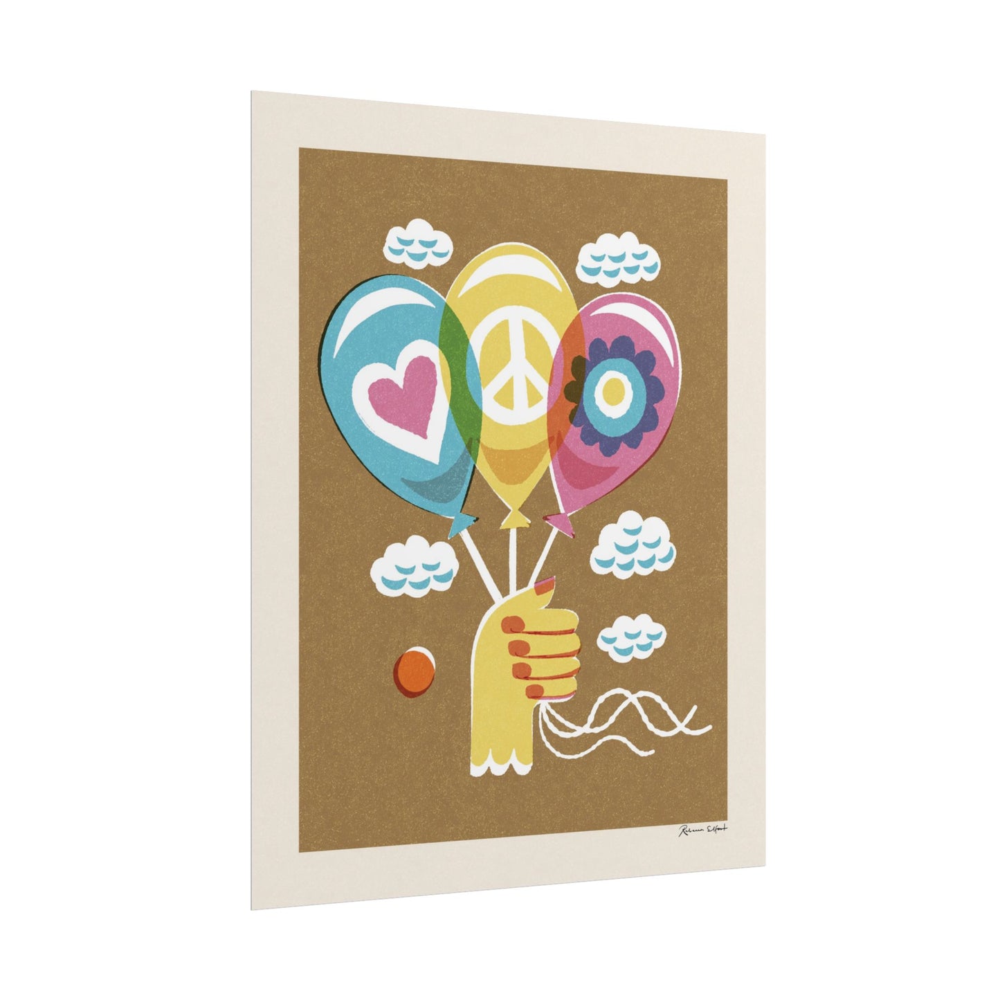 Peace Series: Balloons Love, Peace, Flower Power Art Print