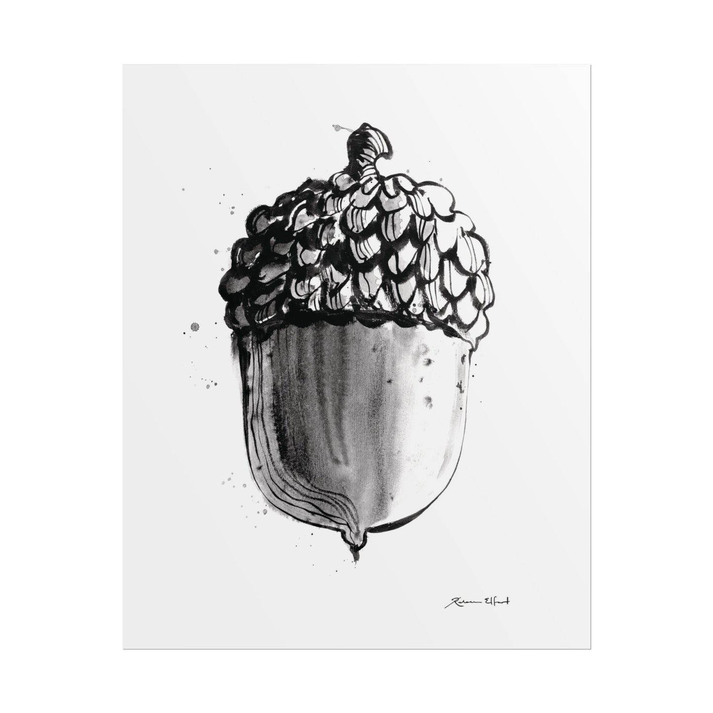 Ink Painted Acorn Print