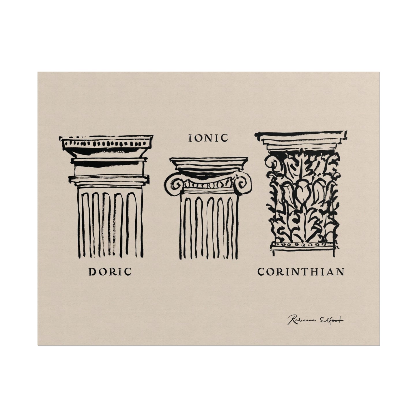 Inky Architecture Classical Column Order - Art Print